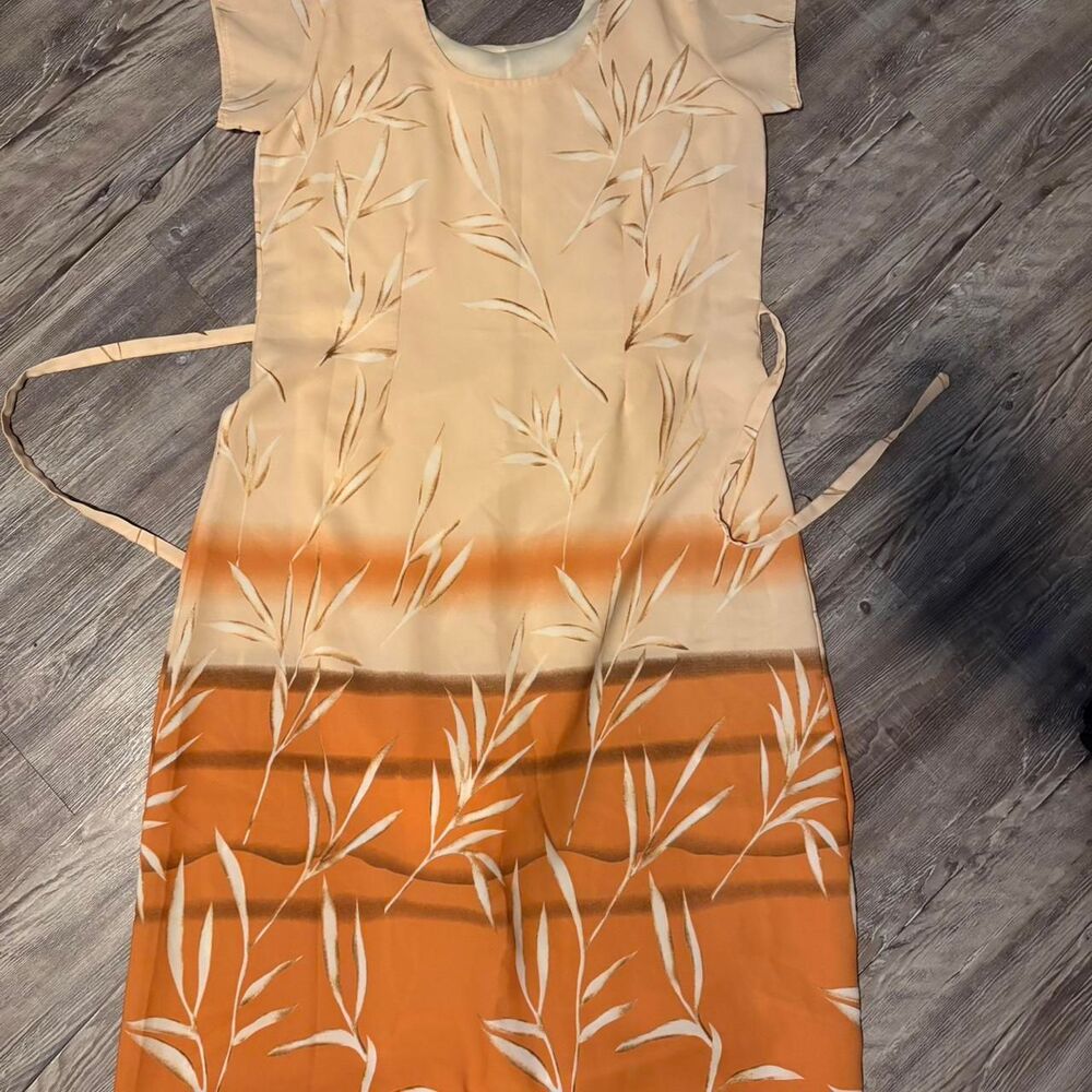 Unbranded Women's Orange and Tan Dress